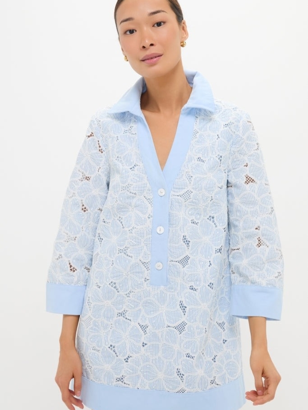 Tuckernuck Light Blue and White Lace Mini Dress